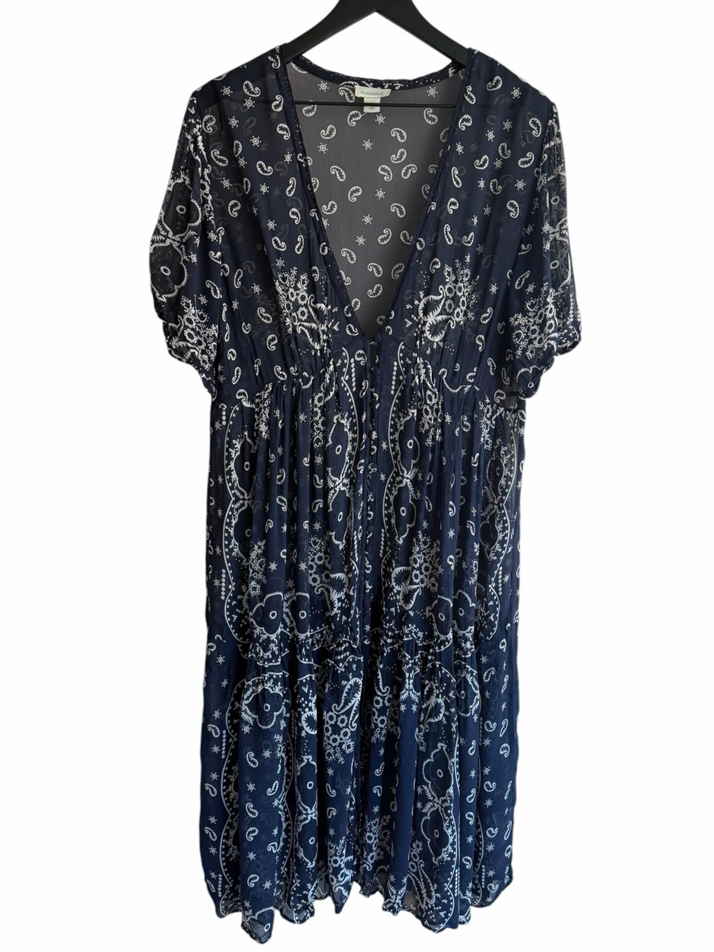Sundance Breia Blue Bandana Paisley Boho Midi Dress